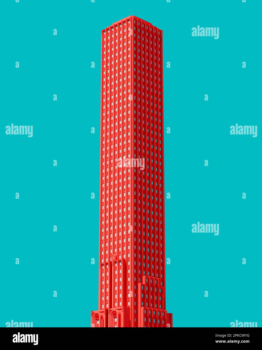 Art Deco Architecture 1920s Skyscraper Tower Building Salmon Pink