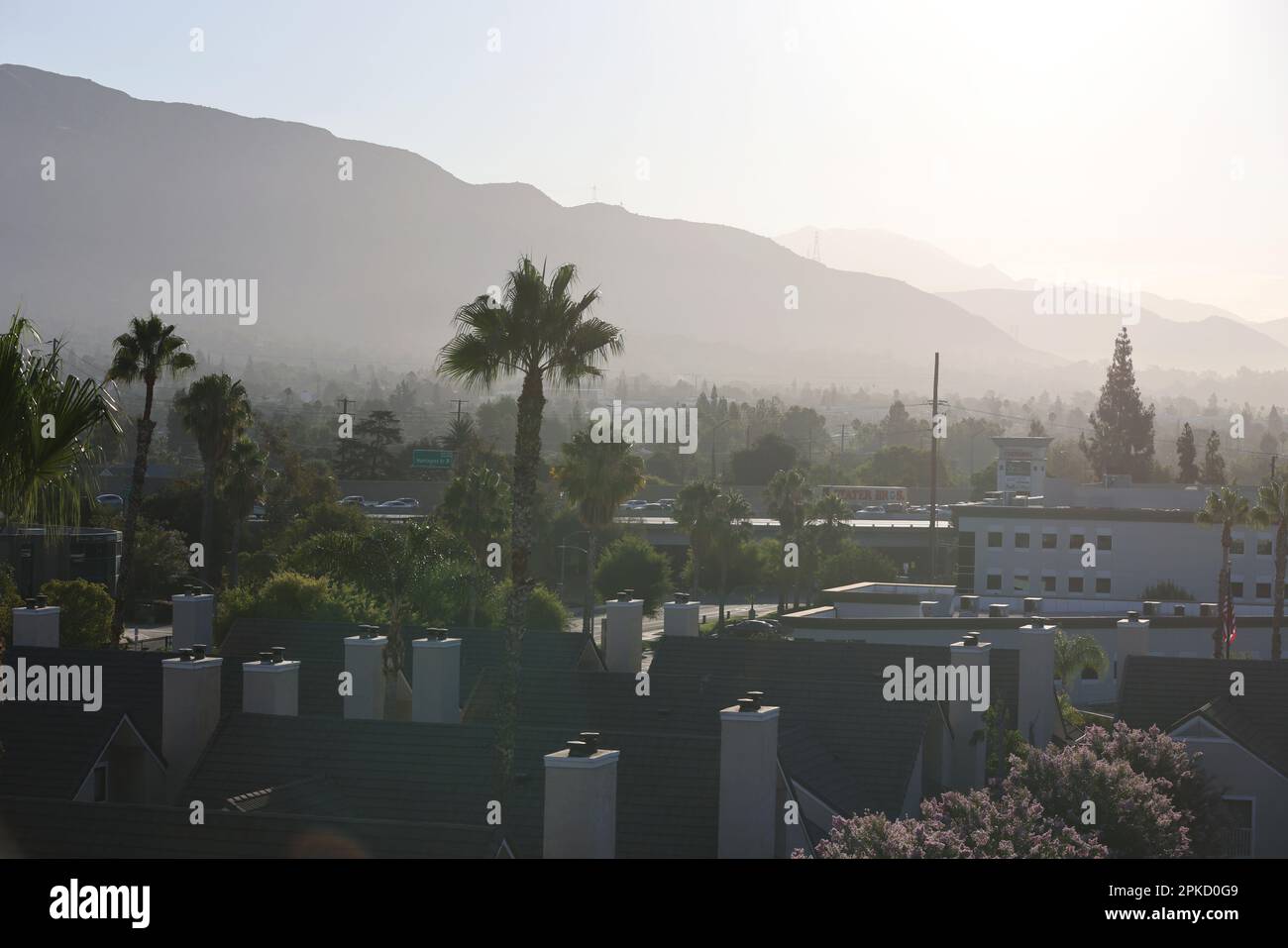 General views over Monrovia, California, including Mount Wilson and Monrovia Canyon Park, California, USA. Stock Photo