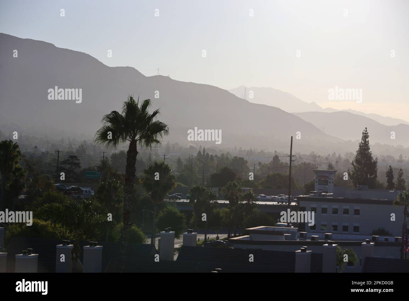 General views over Monrovia, California, including Mount Wilson and Monrovia Canyon Park, California, USA. Stock Photo