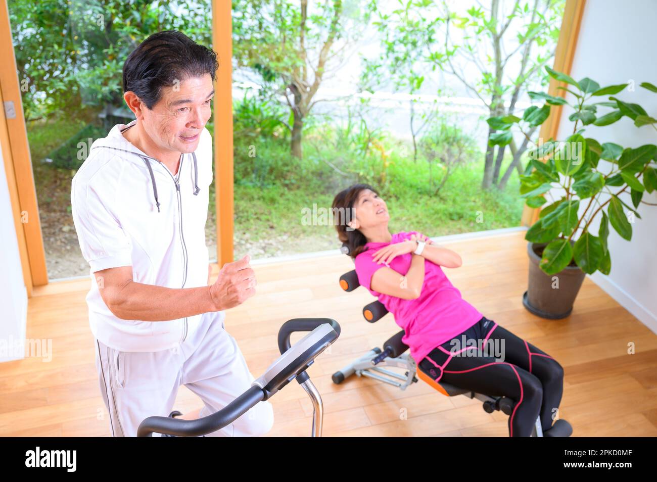 Asian middle couple age jogging hi-res stock photography and images - Alamy