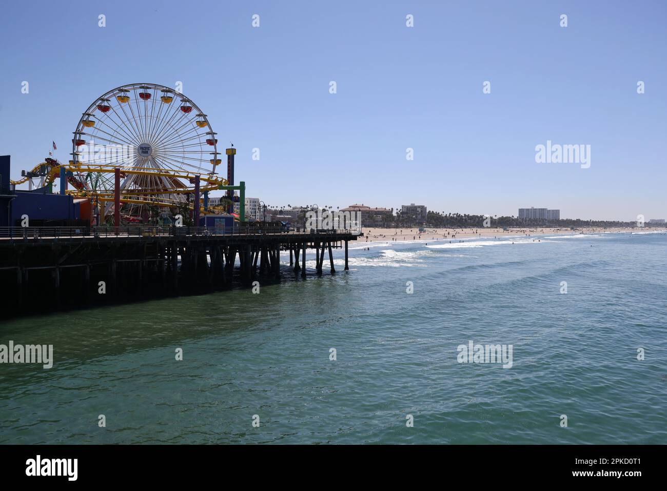 General views of Santa Monica Beach and Santa Monica Pier in California ...