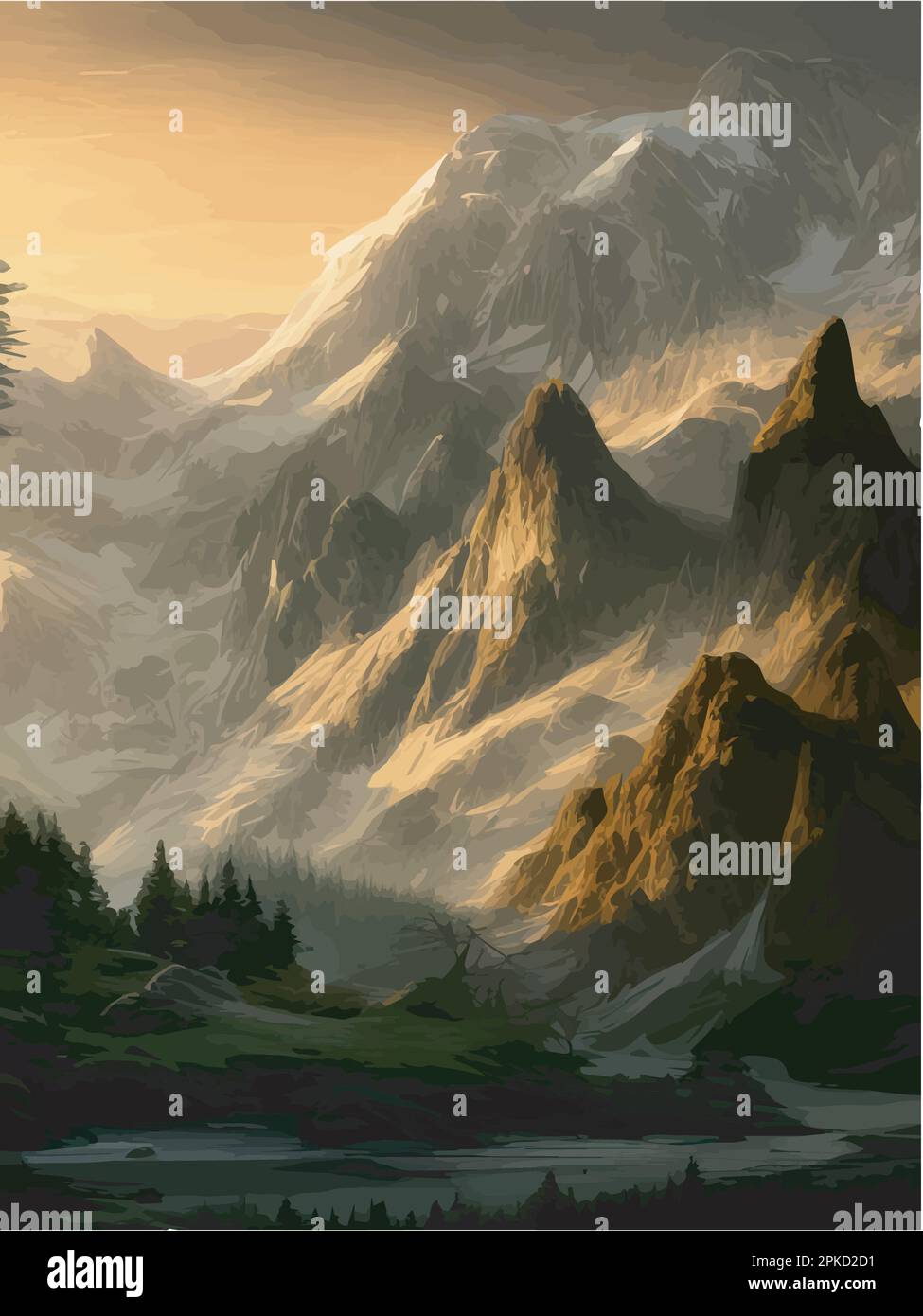Foggy alps Stock Vector Images - Alamy