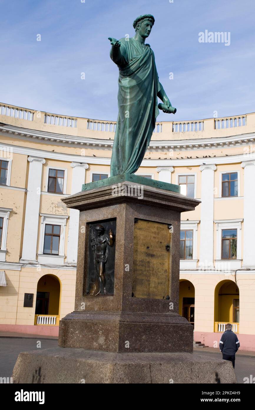 Richelieur Monument, Statue of the Duke de Richelieur, Odessa, Ukraine Stock Photo