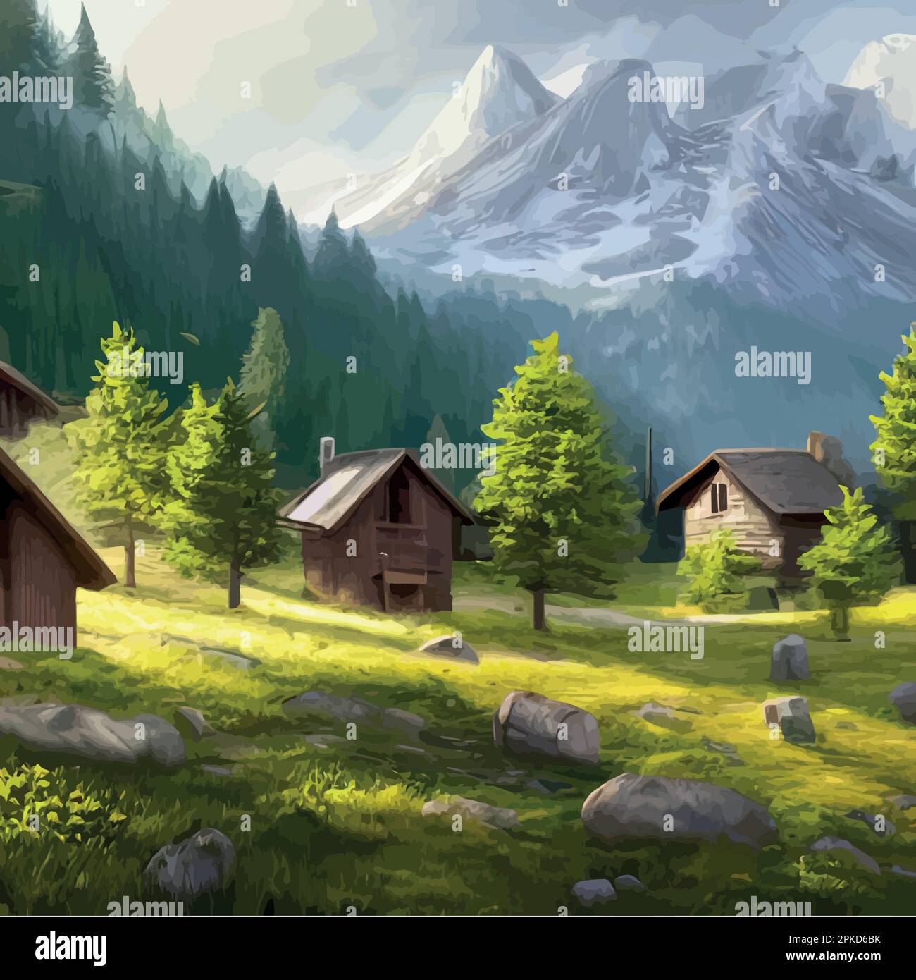 Village against peaks as backdrop hi-res stock photography and images ...