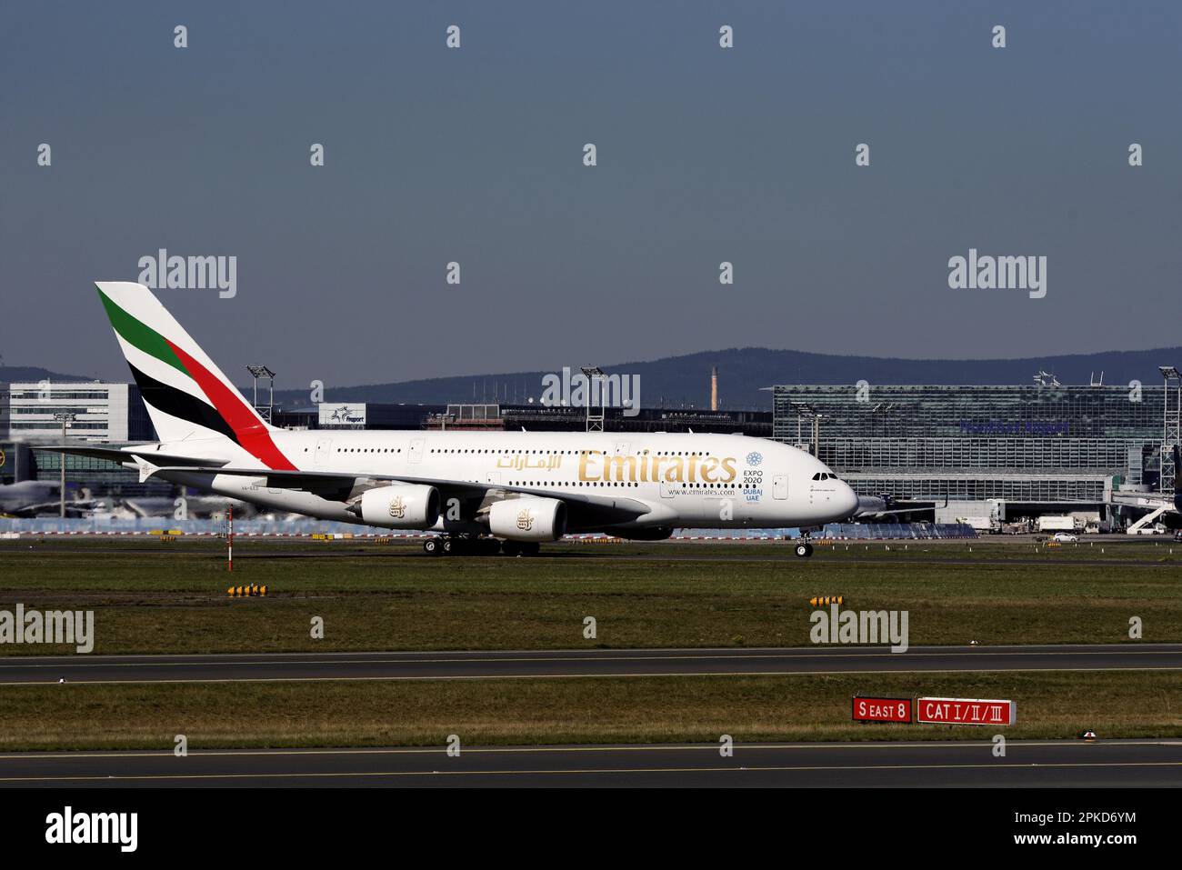 A 380-861 Emirates in Frankfurt Stock Photo