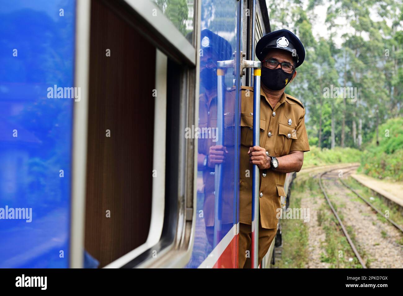 Conductor at Nanu Oya, Sri Lanka Stock Photo