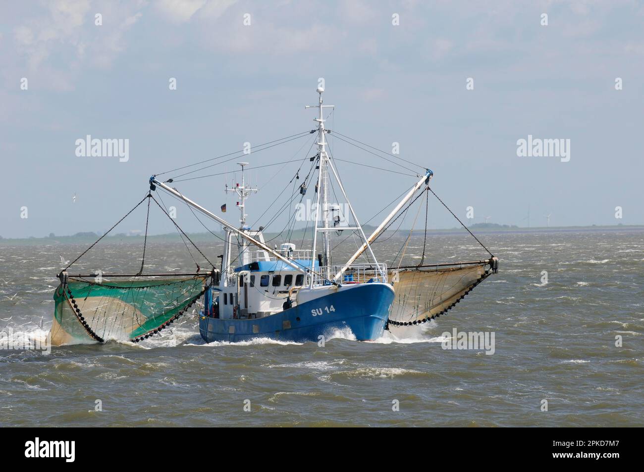 North Sea, crab cutter, fishing, Wadden Sea, North Friesland, UNESCO World Heritage, Germany Stock Photo