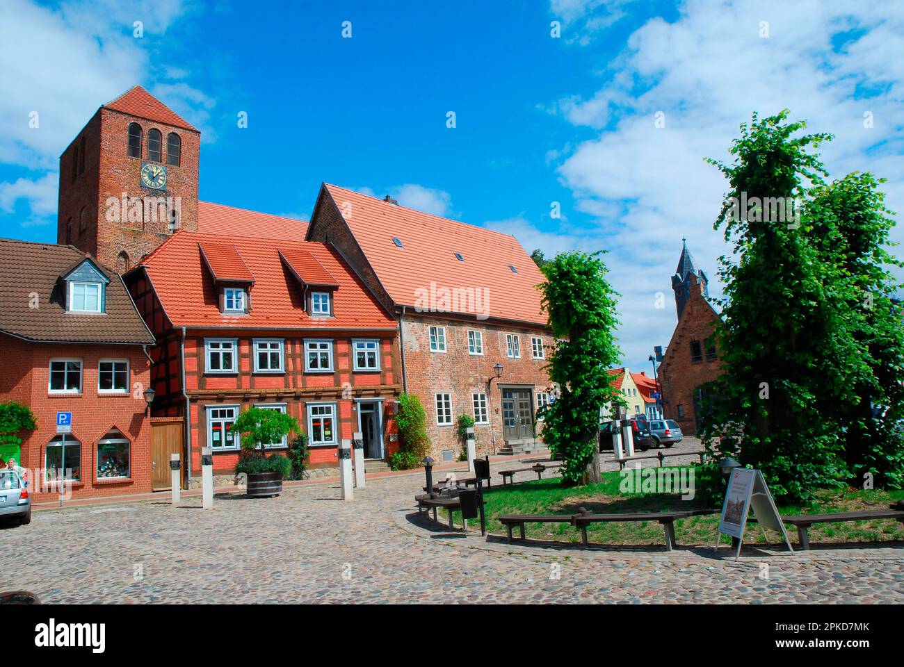 Brick houses, Mueritz, Waren, Lake District, Mecklenburg-Western Pomerania, Germany Stock Photo