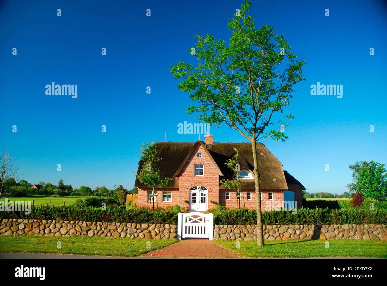 Brick house, residential house, North Beach, North Sea, UNESCO World Heritage, Schleswig-Holstein, Germany Stock Photo