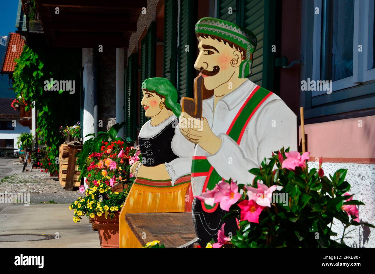 Tourism, Spring Road, historic, he-and-she bench, Upper Bavaria ...