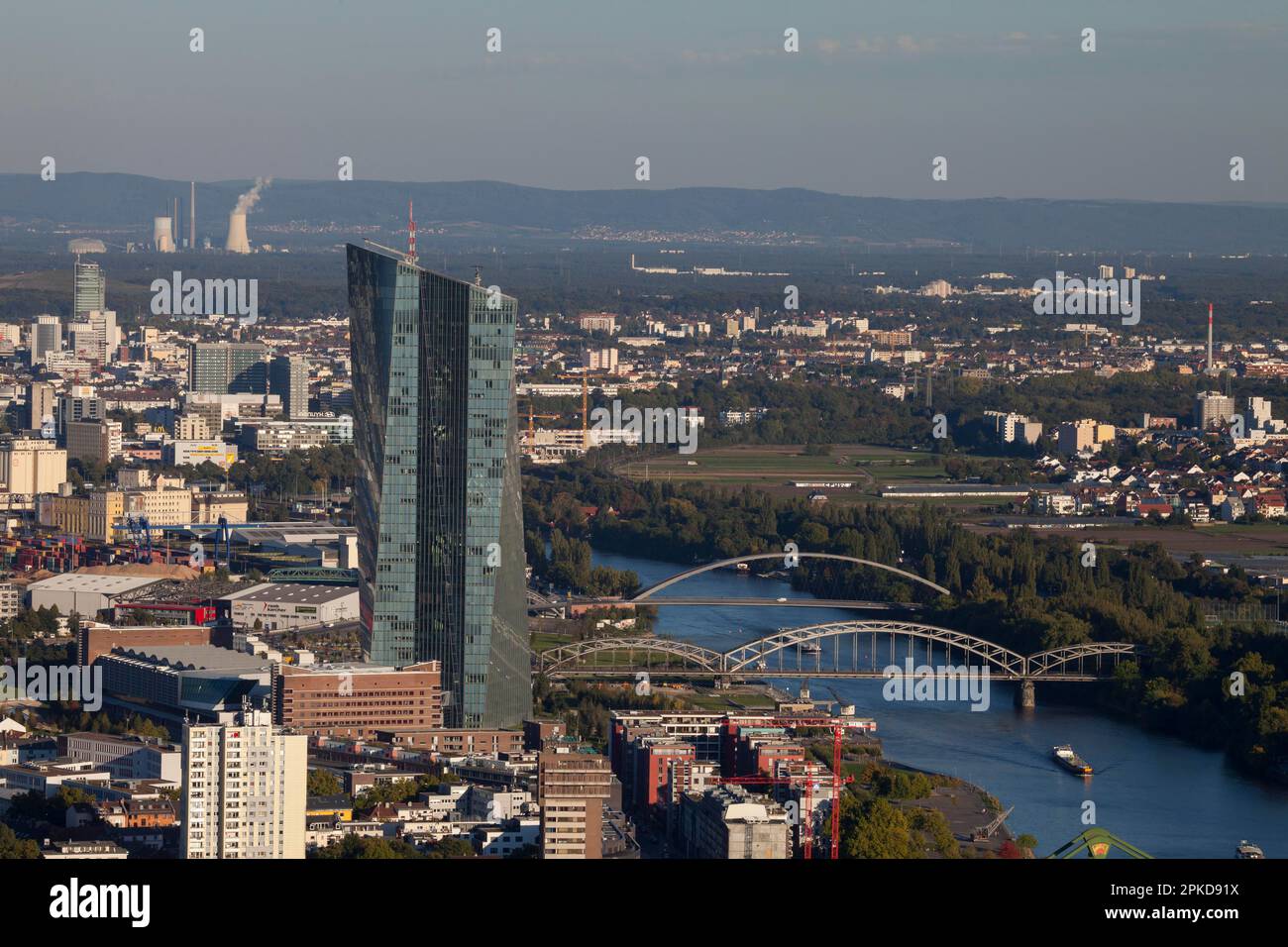 European Central Bank, ECB, city view, view from Maintower, Frankfurt am Main, Hesse, Germany Stock Photo