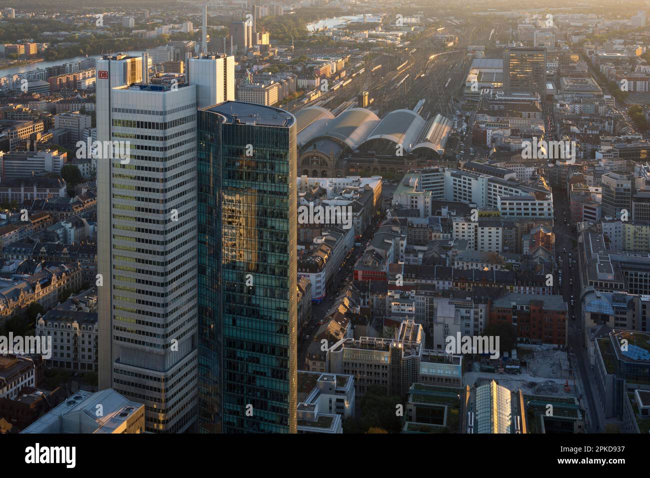 City view, high-rise building Gallileo and Silberturm, view from ...