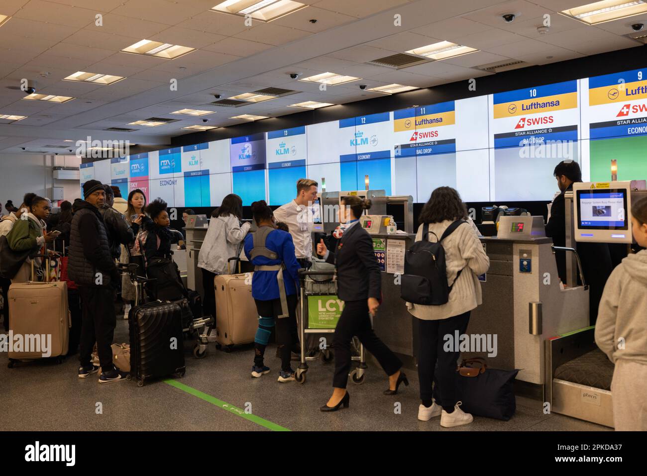 City Airport in London shows passengers now able to travel without
