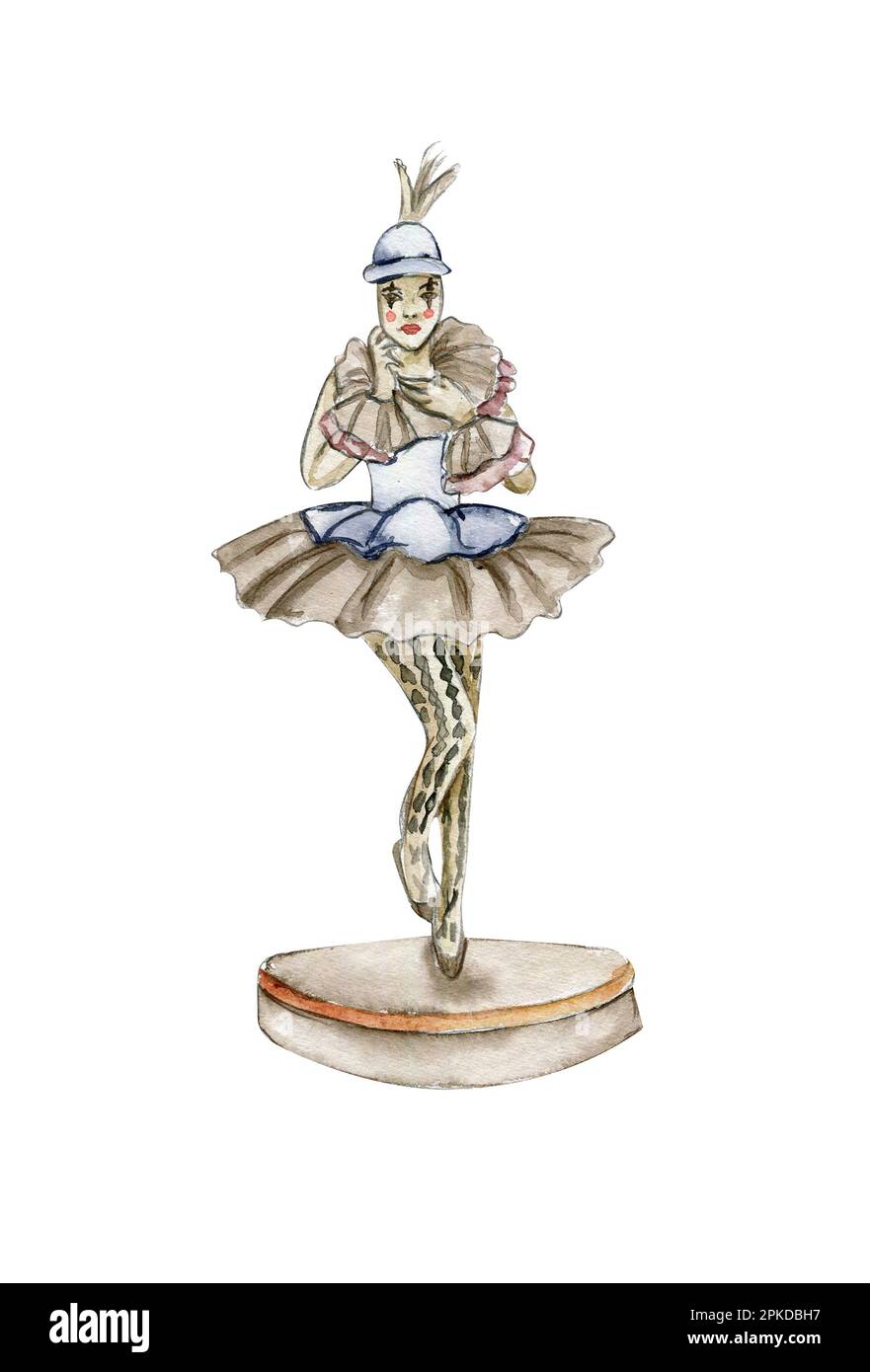 Watercolor hand drawn circus clown vintage style. Perfect for wedding ...