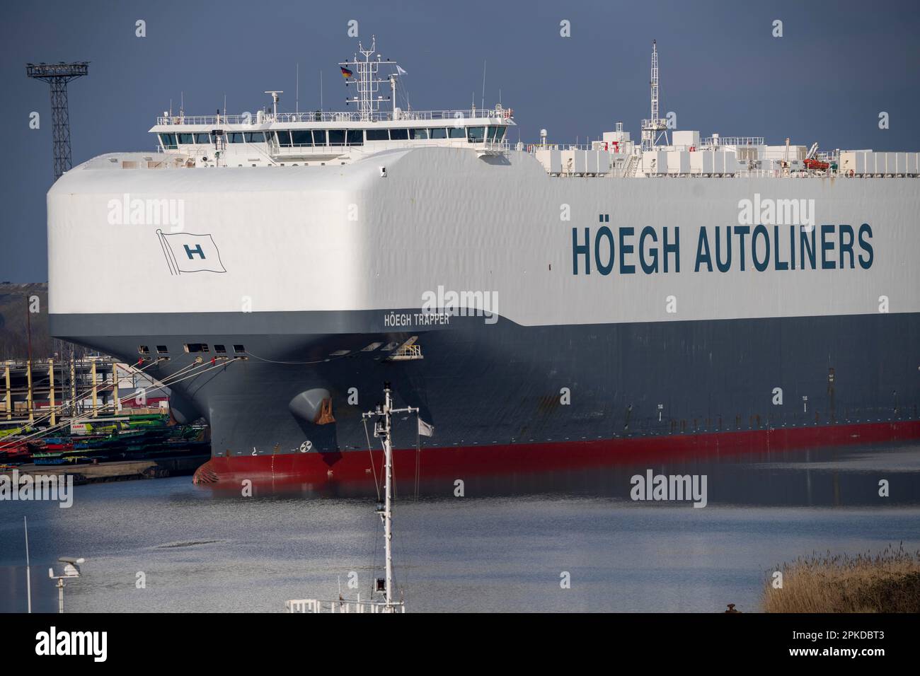 Norwegian car carrier Höegh Trapper, at the car terminal in the seaport of Bremerhaven, can