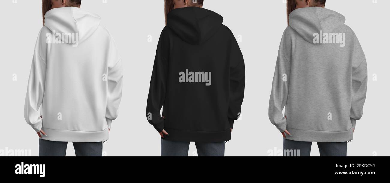 Mockup of a white black heather long hoodie for a girl shirt