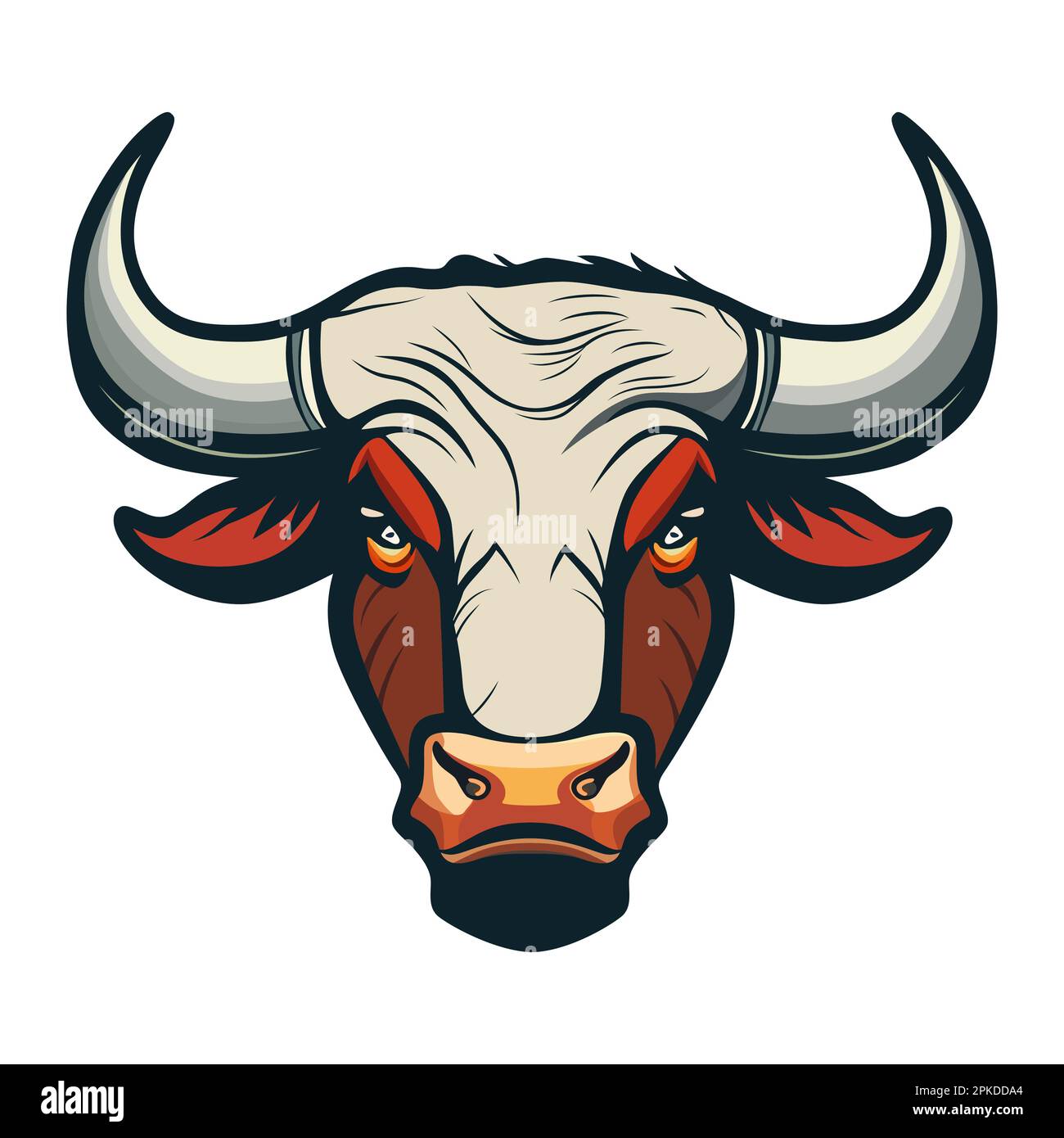Bull head logo design. Abstract drawing bull face. Cute bull face with