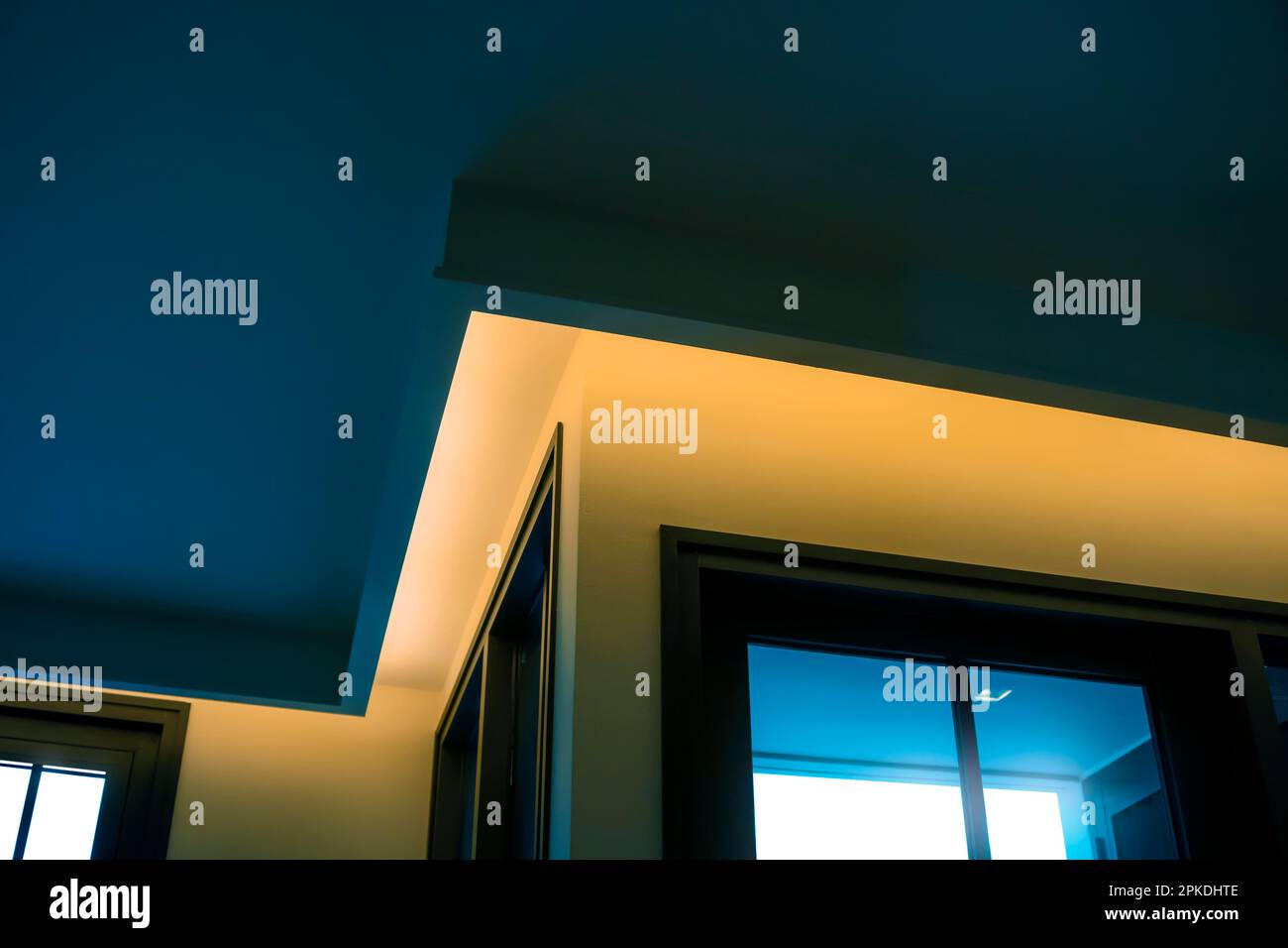 interior hidden LED lighting above window glass Stock Photo Alamy