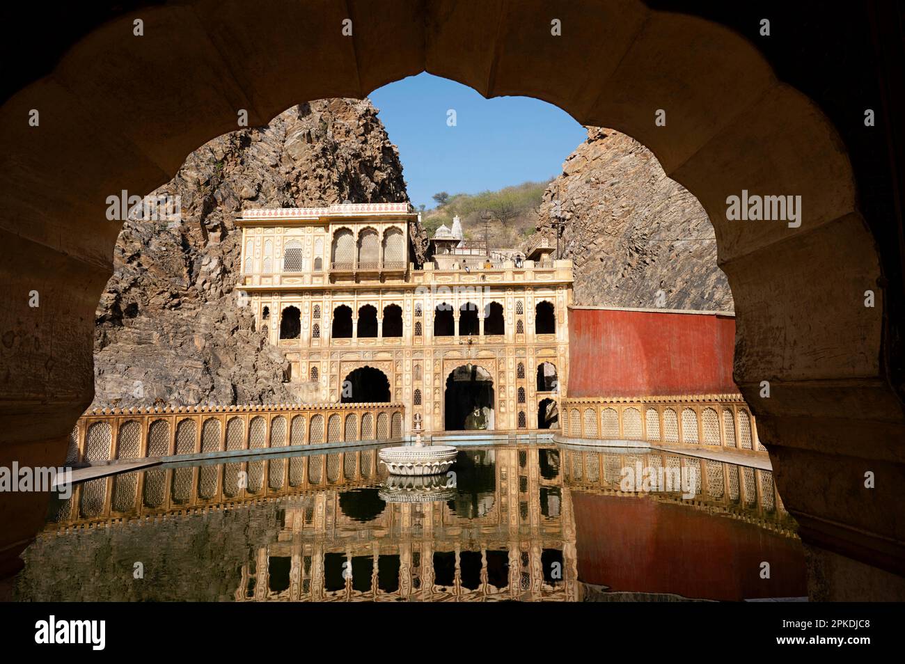 Zanana Kund, Ladies Pool, situated in the premises of Galtaji Mandir, is an ancient Hindu pilgrimage, Jaipur, Rajasthan, India Stock Photo