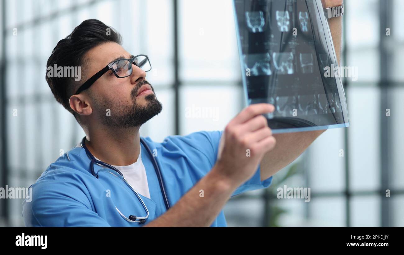 Brain disease diagnosis with medical doctor seeing Resonance