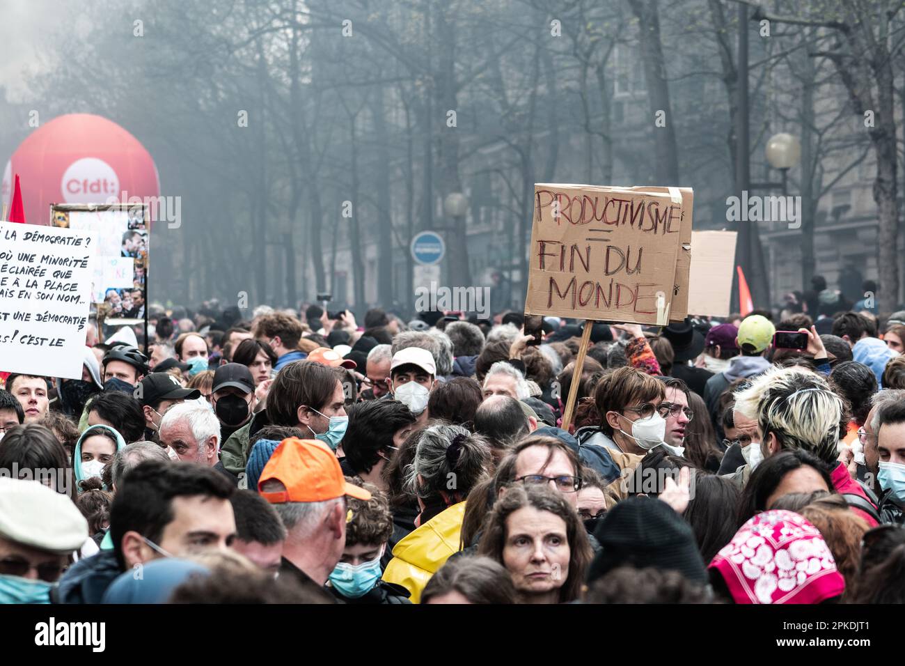 Paris, France, 04th April, 2023. Demonstration to protest against pension reform - Jacques Julien/Alamy Live News Stock Photo
