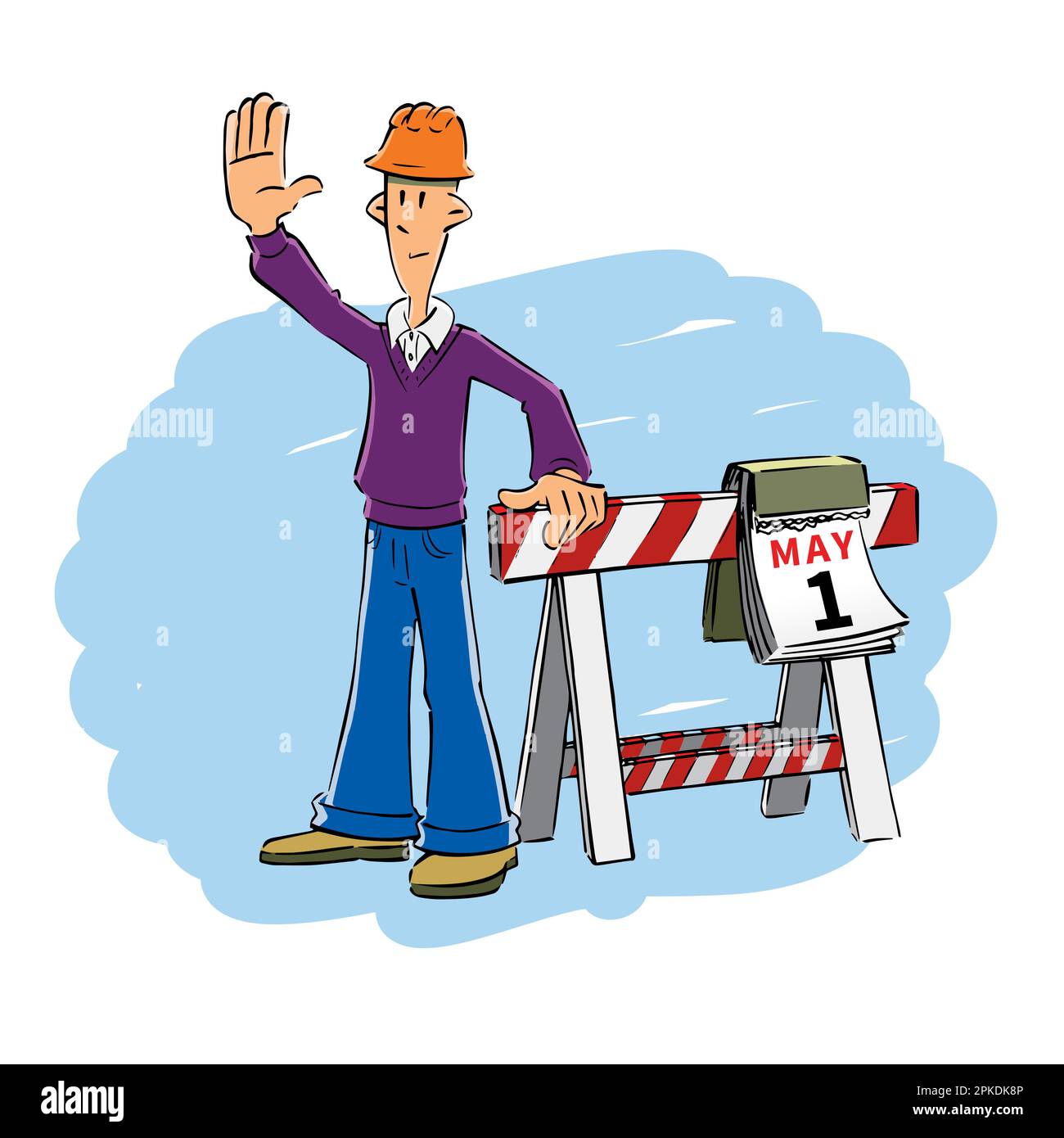 On May 1, I do not work. Construction worker celebrate International Labour Day. Happy Worker's Day concept. Flat style vector illustration Stock Vector