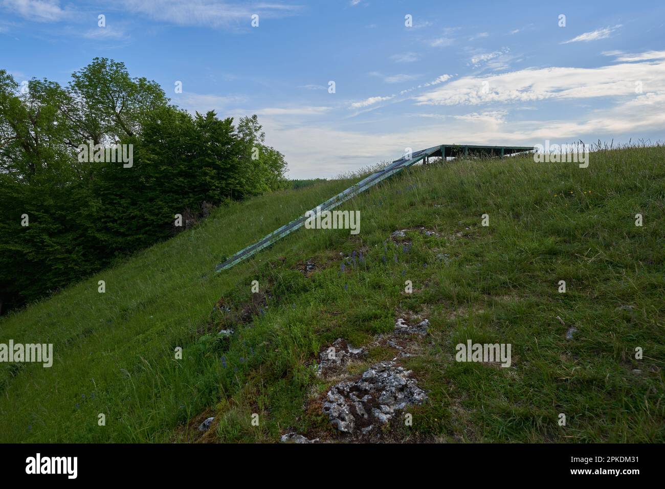 Side view of a launch ramp for hang gliders and paragliders. On a ...
