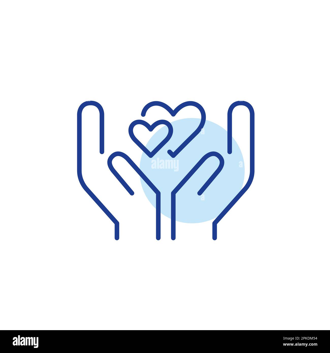 Love and romance icon. Two loving hearts in hands. Pixel perfect