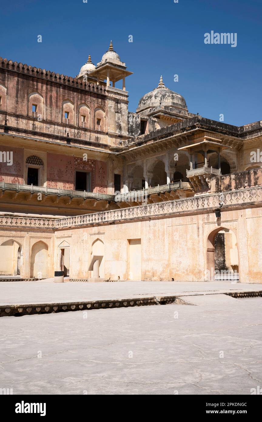 Partial view of the fourth courtyard houses the Palace of Man Singh I, Baradari and Zanana Zenani Deorhi the Ladies Apartments, Amer Palace, located i Stock Photo