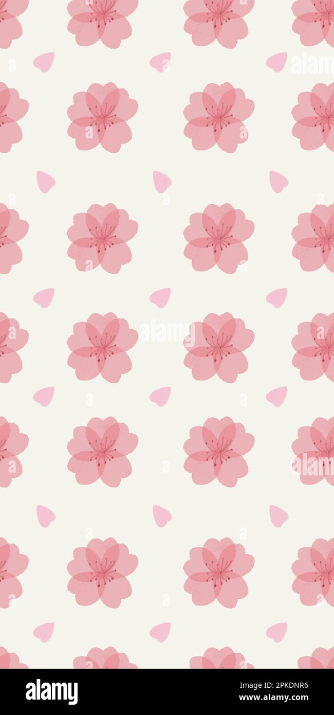 Vertical seamless pattern with beautiful watercolor pink sakura flowers ...