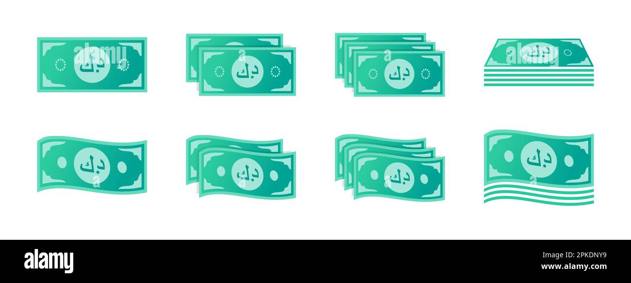 Korean Won Banknote Icon Set Stock Vector