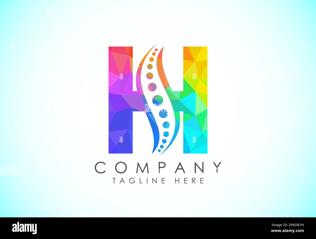 Polygonal alphabet with chiropractic spine logo. Low poly style spinal ...