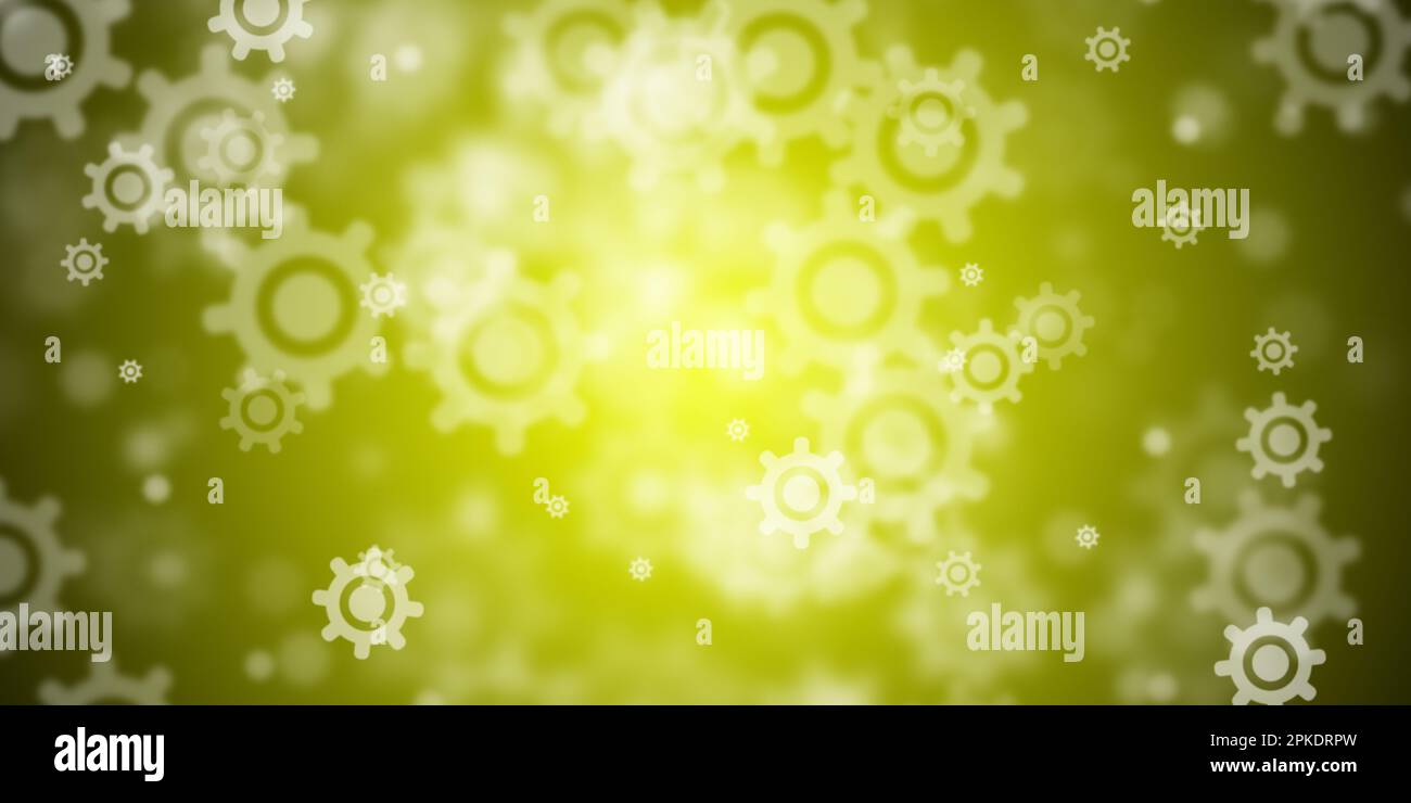 Flying cog wheels over lemon yellow background Stock Photo - Alamy