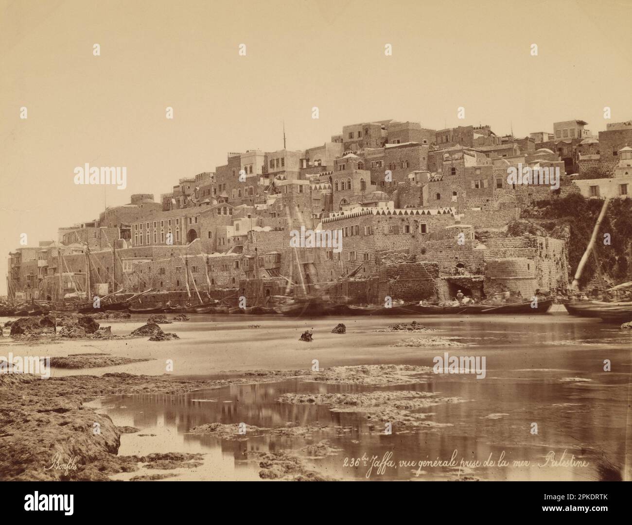 Jaffa, Vue Générale Prise de la Mer - Palestine 1867 - 1870 by Felix Bonfils Stock Photo