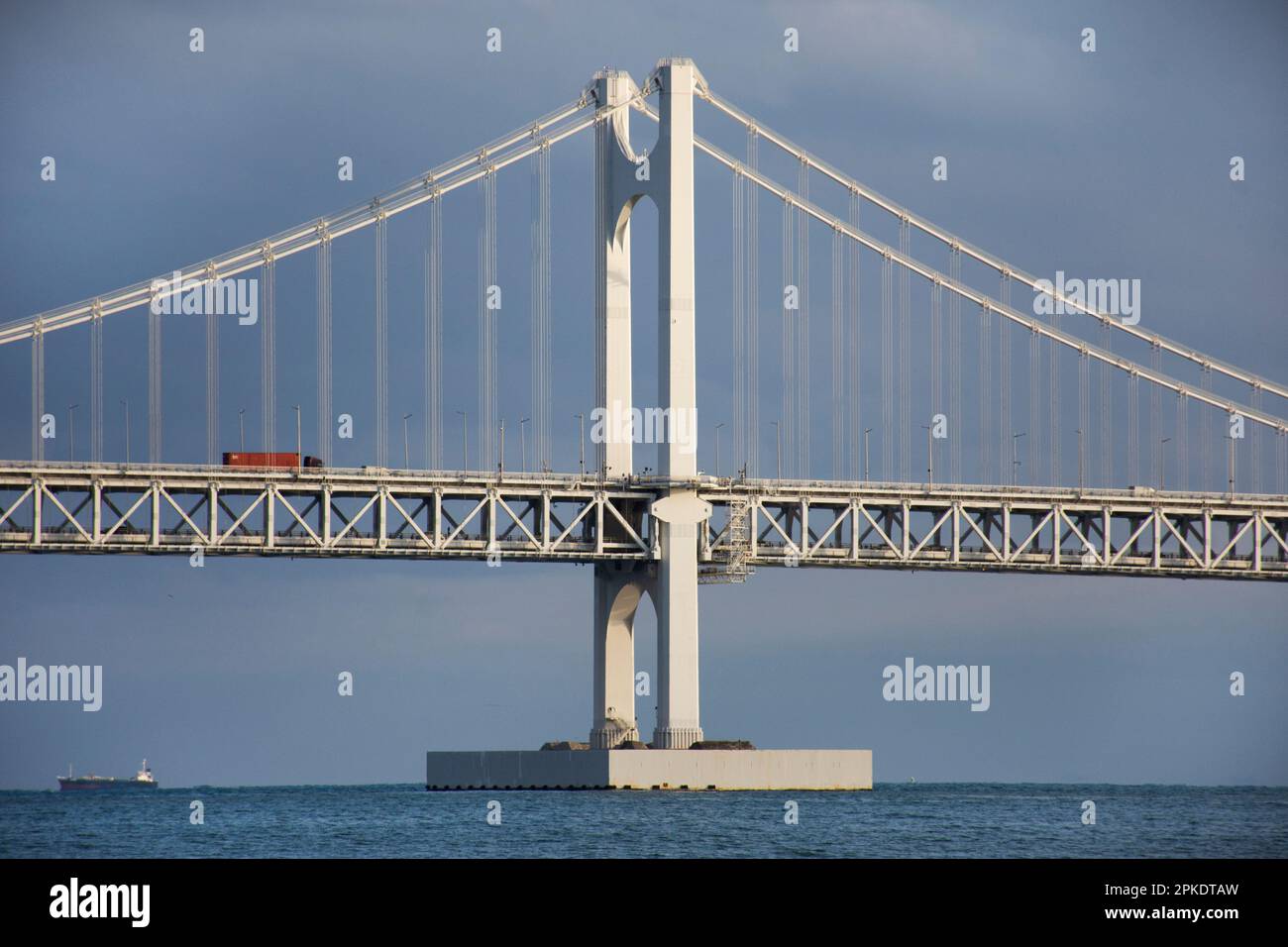Gwangandaegyo suspension bridge or Diamond bridge and landscape sea