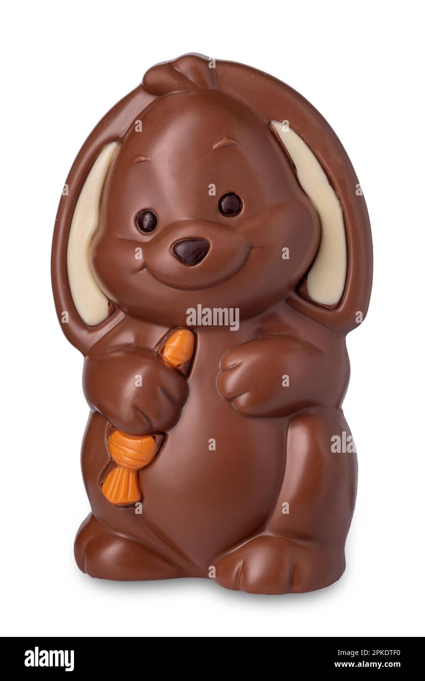 Chocolate bunny, typical Easter cake, isolated on white with clipping path Stock Photo