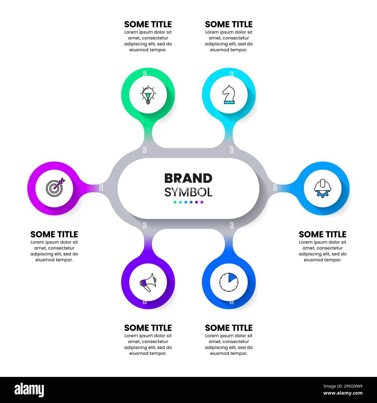 Infographic template with icons and 6 options or steps. Connected ...