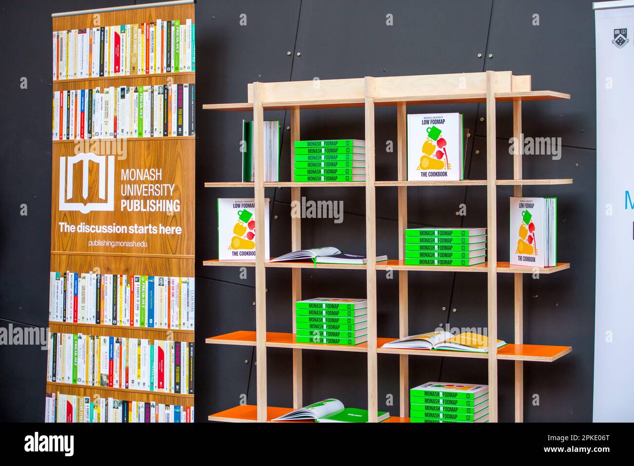 melbourne-australia-4th-apr-2023-a-display-bookshelf-with-monash