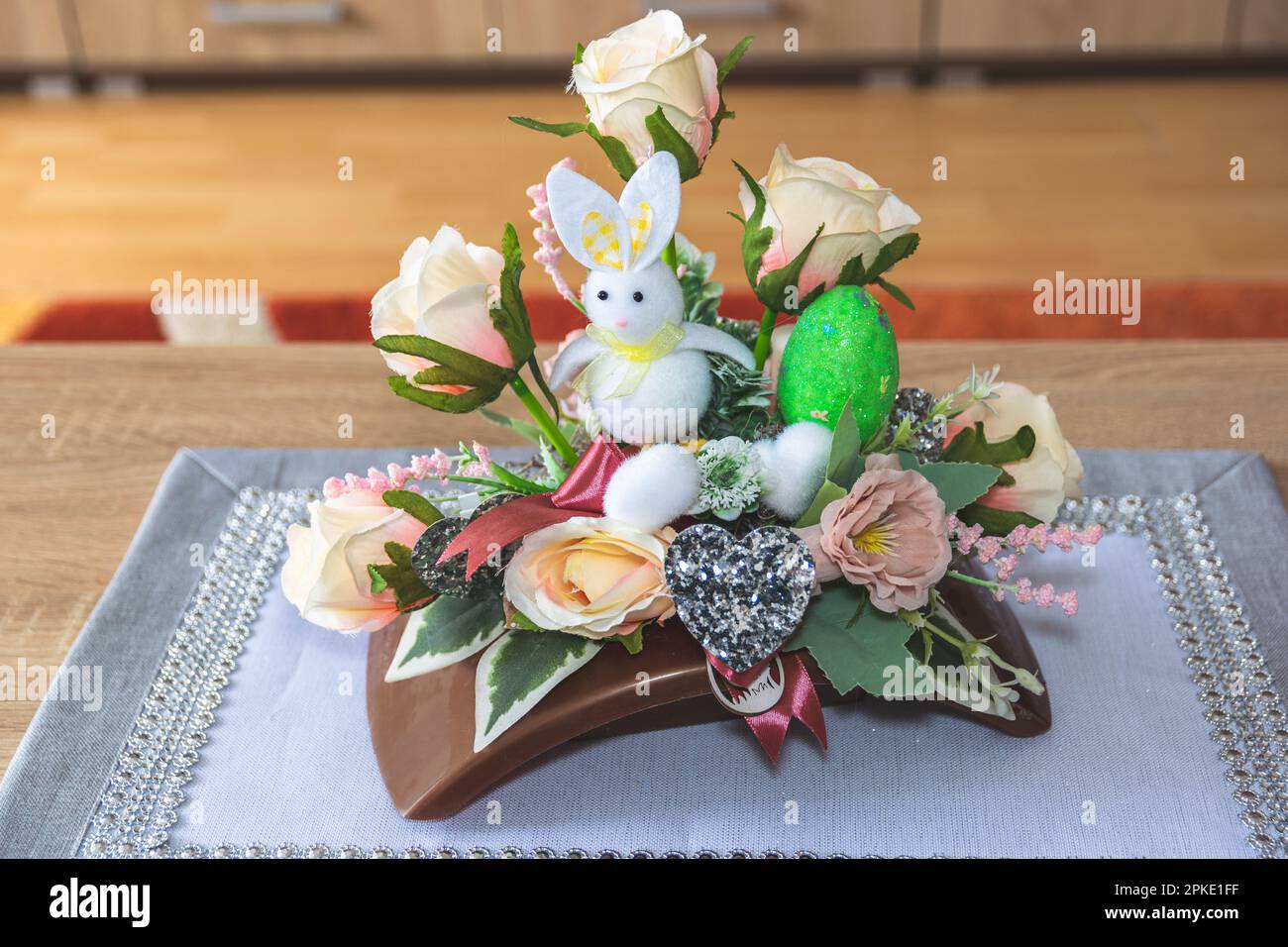 A nice Easter decoration, arrangement on the table Stock Photo