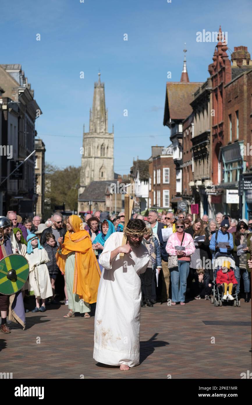 Gloucester, UK. 7th Apr, 2023. The Passion Play “The Way of the Cross