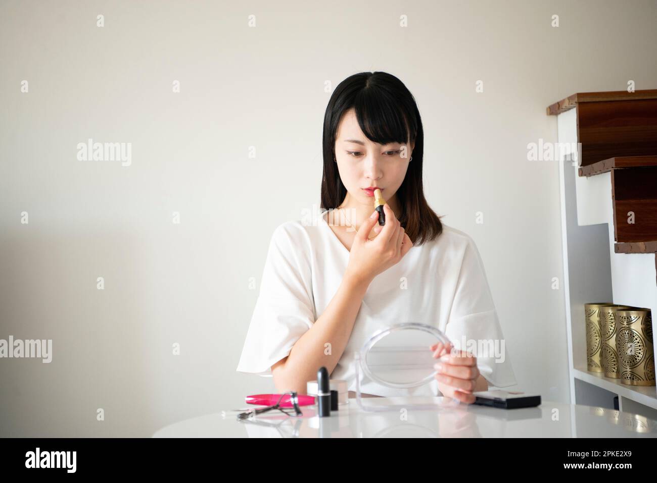 Woman Wearing Lipstick Stock Photo