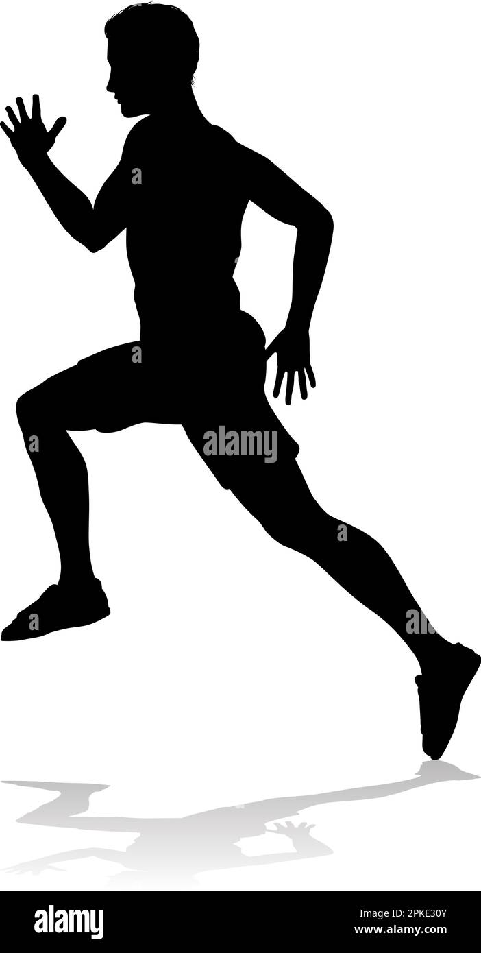 Silhouette Runner Man Sprinter or Jogger Person Stock Vector Image ...