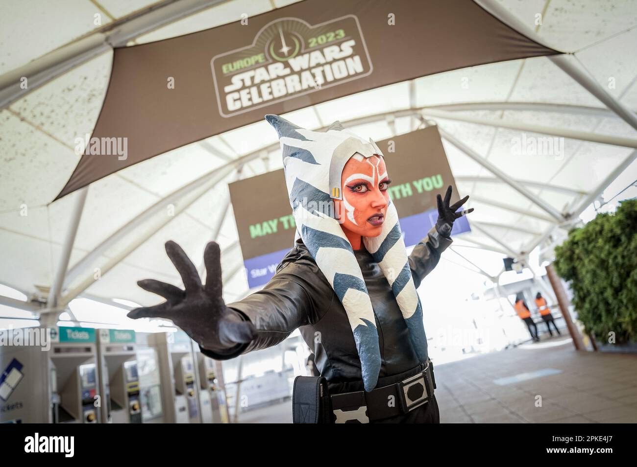 London, UK. 7th April, 2023. Dedicated Star Wars cos-players and fans ...