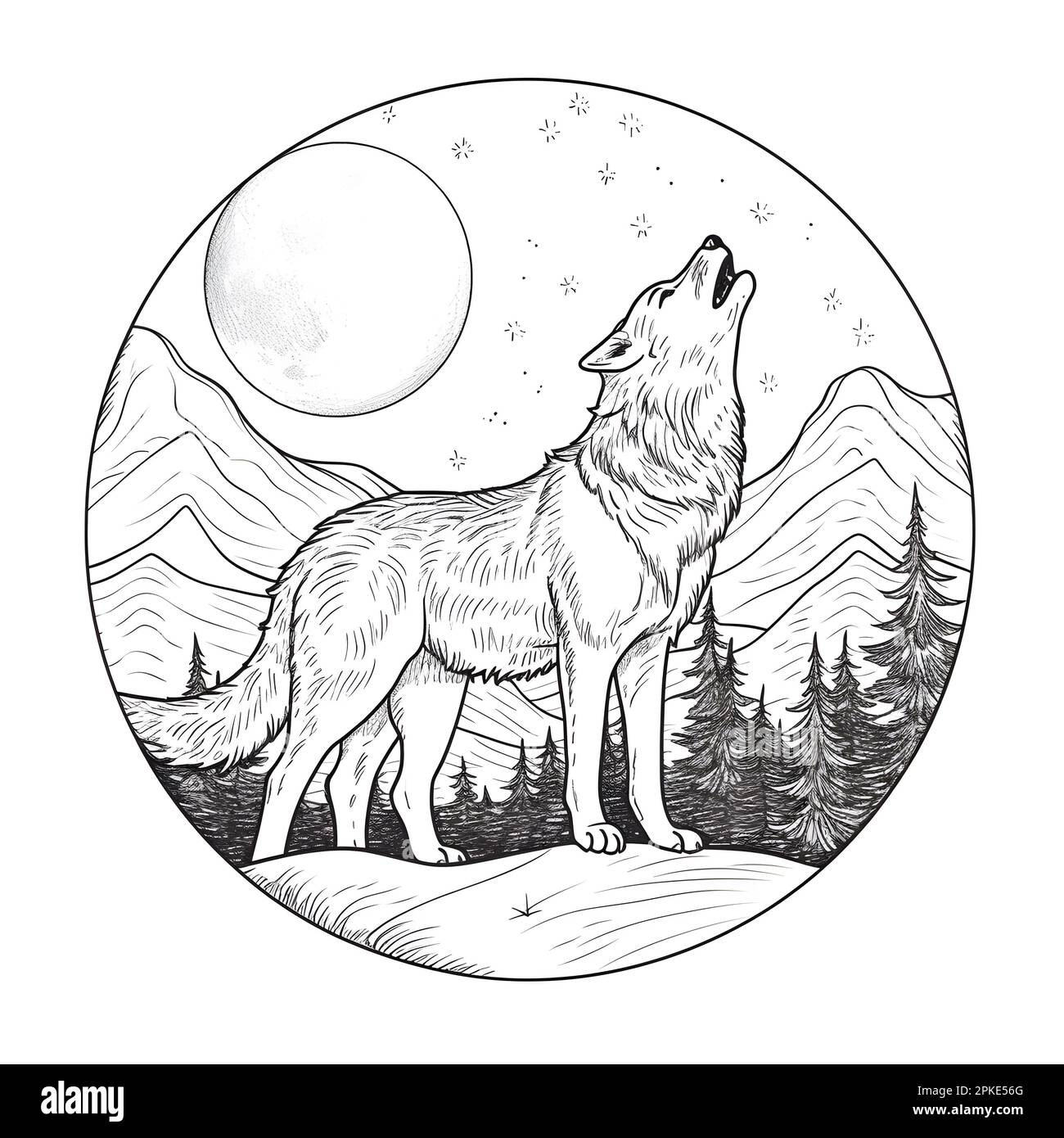 An AI generated illustration of a black and white coloring book page of ...