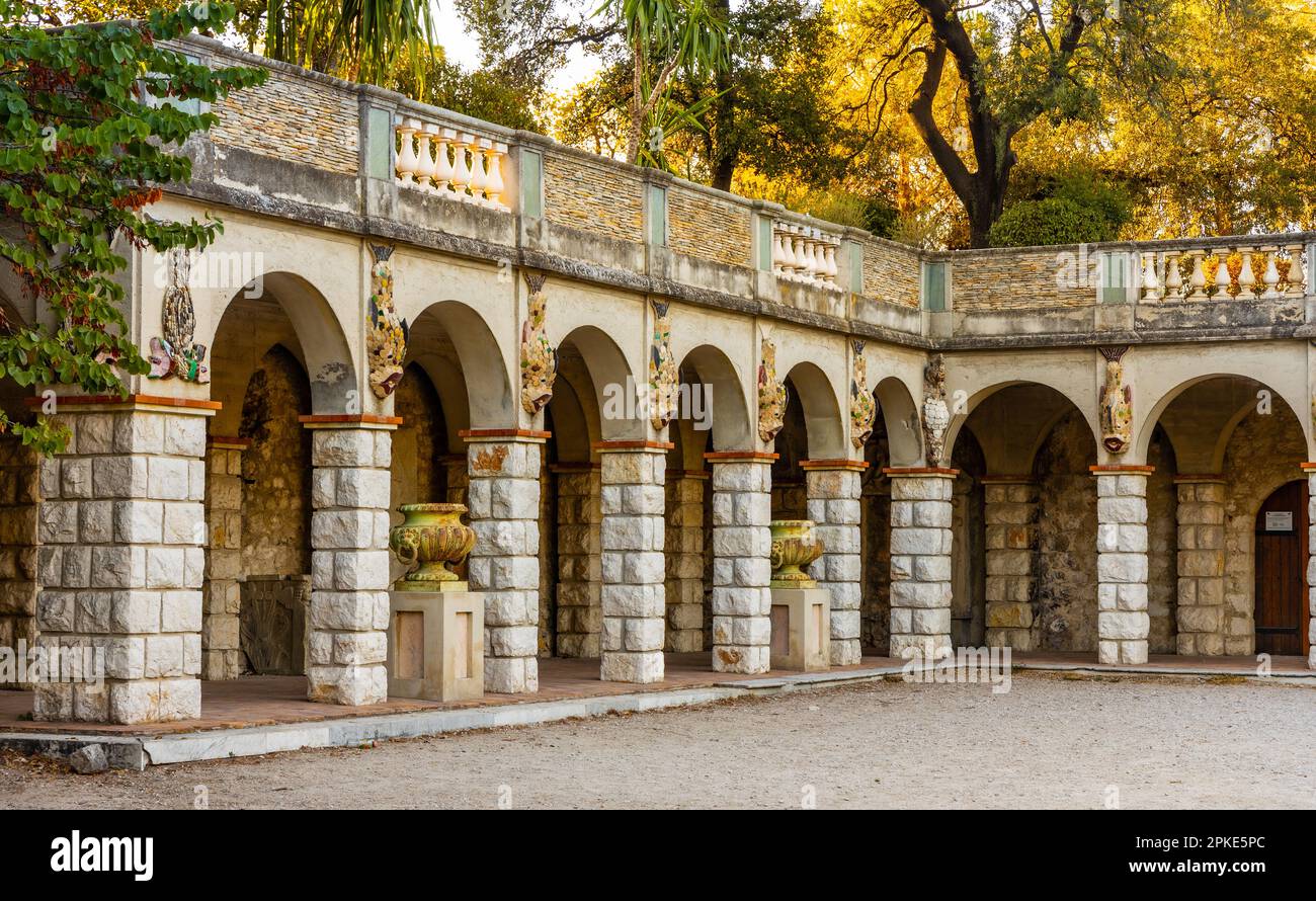 Nice, France - July 30, 2022: Ancient Roman arcades on Colline du ...