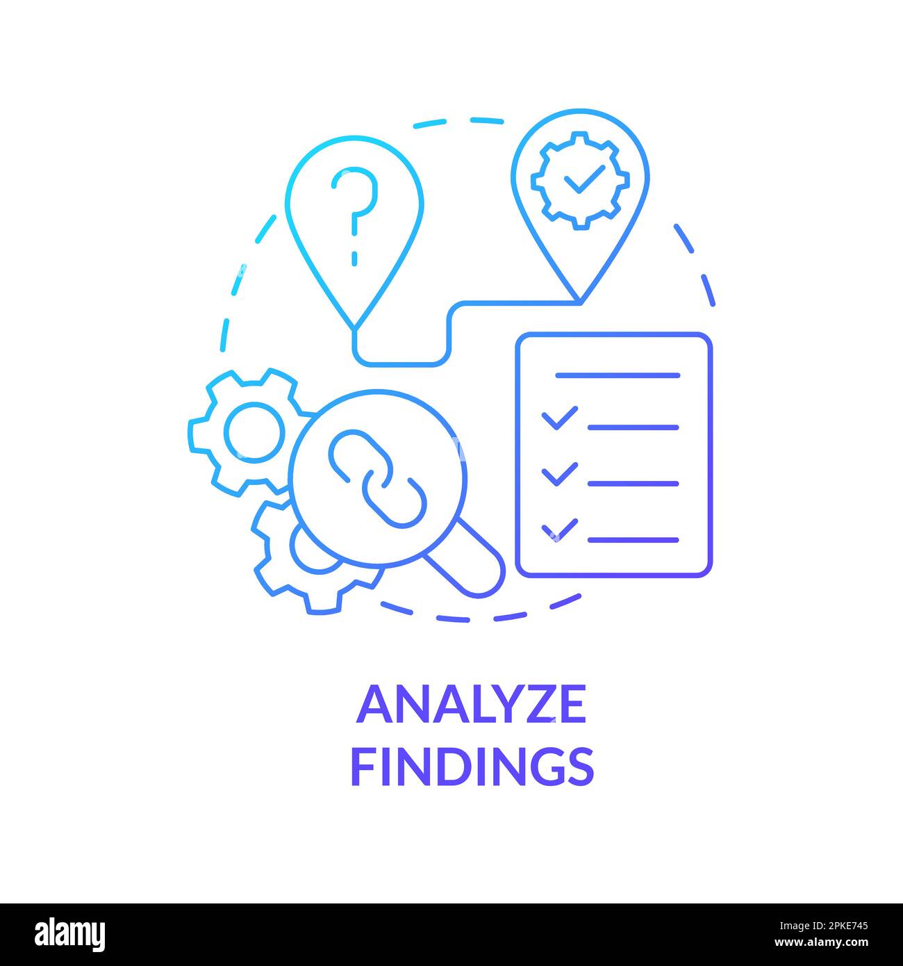 Analyze findings blue gradient concept icon Stock Vector