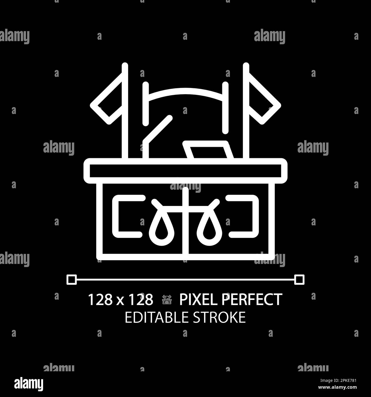 Courtroom pixel perfect white linear icon for dark theme Stock Vector ...