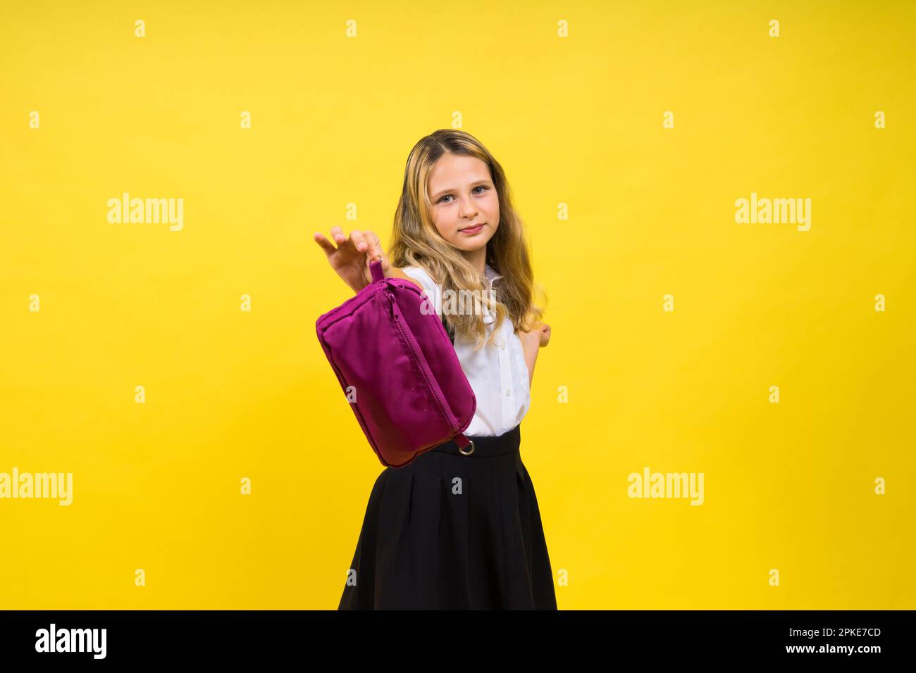 Girl holding pencil case hi-res stock photography and images - Alamy