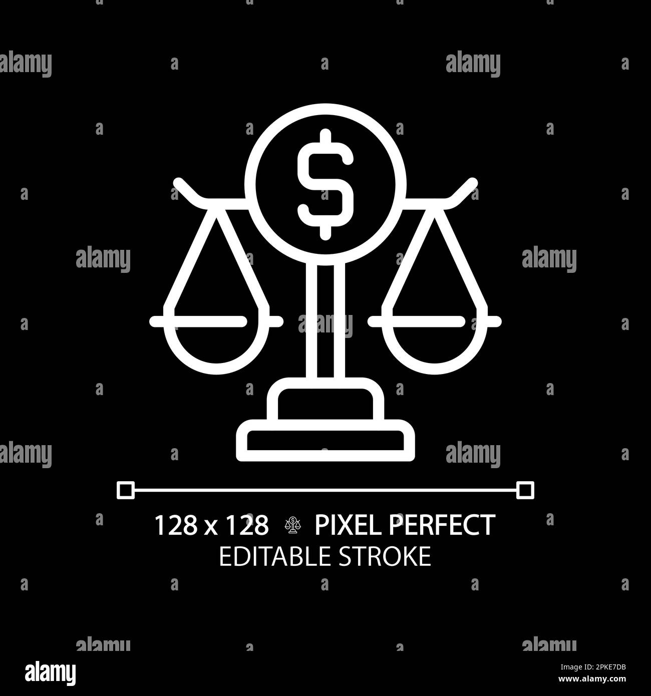 Banking law pixel perfect white linear icon for dark theme Stock Vector ...