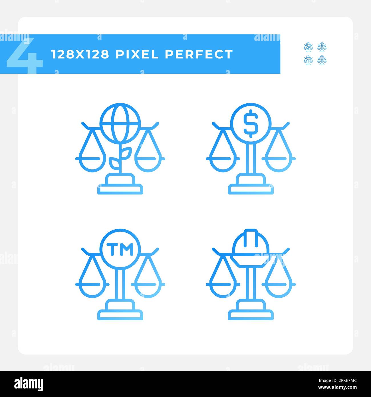 Law regulation in business pixel perfect gradient linear vector icons set Stock Vector